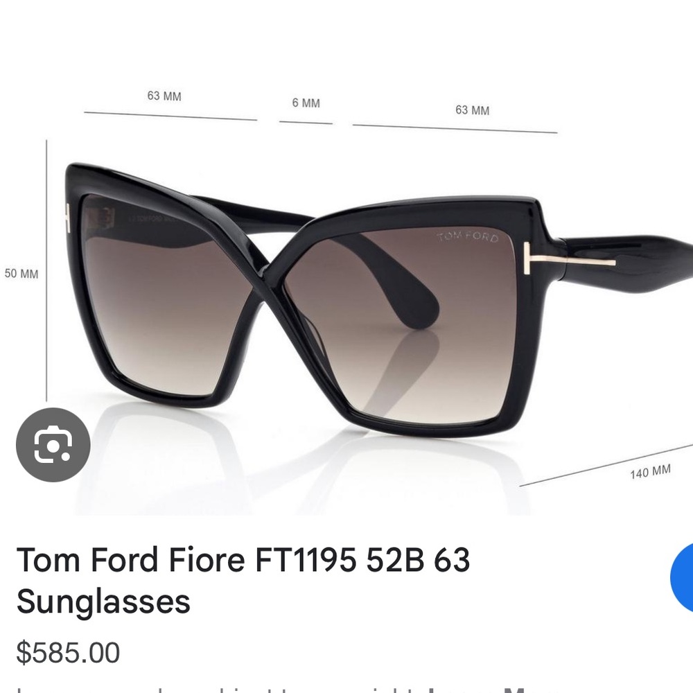 New Tom Ford Fiore 63mm butterfly sunglasses - Picture 2 of 6